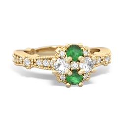 Emerald Sparkling Tiara Cluster 14K Yellow Gold ring R26293RD