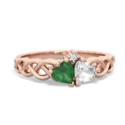 Emerald Heart To Heart Braid 14K Rose Gold ring R5870