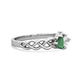 Emerald Heart To Heart Braid 14K White Gold ring R5870