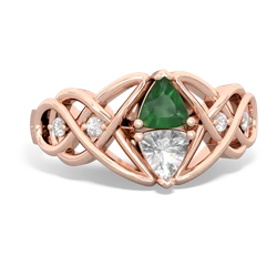 Emerald Keepsake Celtic Knot 14K Rose Gold ring R5300