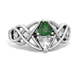 Emerald Keepsake Celtic Knot 14K White Gold ring R5300