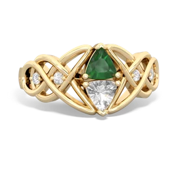 Emerald Keepsake Celtic Knot 14K Yellow Gold ring R5300