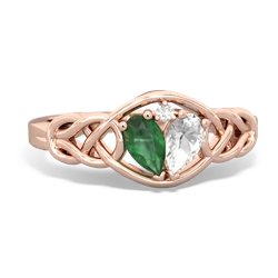 Emerald Celtic Love Knot 14K Rose Gold ring R5420