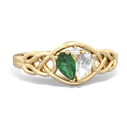 Emerald Celtic Love Knot 14K Yellow Gold ring R5420