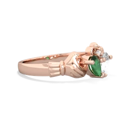 Emerald 'Our Heart' Claddagh 14K Rose Gold ring R2388