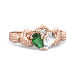 Emerald 'Our Heart' Claddagh 14K Rose Gold ring R2388