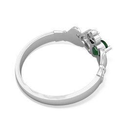 Emerald 'Our Heart' Claddagh 14K White Gold ring R2388