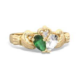 Emerald 'Our Heart' Claddagh 14K Yellow Gold ring R2388