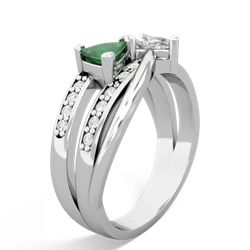 Emerald Bowtie 14K White Gold ring R2360