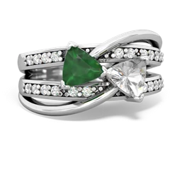 Emerald Bowtie 14K White Gold ring R2360