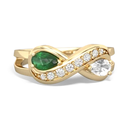 Emerald Diamond Infinity 14K Yellow Gold ring R5390