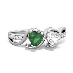 Emerald Side By Side 14K White Gold ring R3090