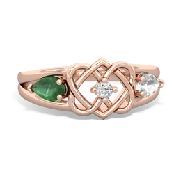 Emerald Hearts Intertwined 14K Rose Gold ring R5880