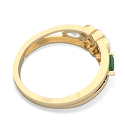 Emerald Hearts Intertwined 14K Yellow Gold ring R5880