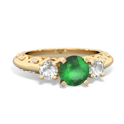 Emerald Art Deco Eternal Embrace Engagement 14K Yellow Gold ring C2003