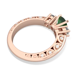 Emerald Art Deco Eternal Embrace Engagement 14K Rose Gold ring C2003