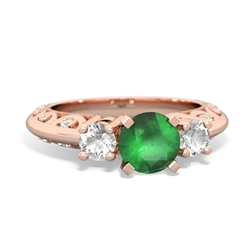 Emerald Art Deco Eternal Embrace Engagement 14K Rose Gold ring C2003