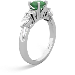 Emerald 6Mm Round Eternal Embrace Engagement 14K White Gold ring R2005