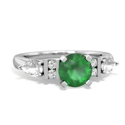 Emerald 6Mm Round Eternal Embrace Engagement 14K White Gold ring R2005