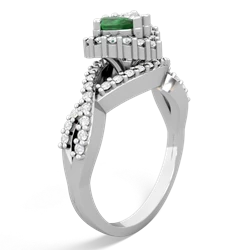 Emerald Diamond Twist 'One Heart' 14K White Gold ring R2640HRT