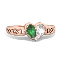 Emerald Filligree 'One Heart' 14K Rose Gold ring R5070