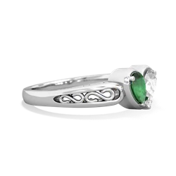 Emerald Filligree 'One Heart' 14K White Gold ring R5070