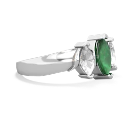 Emerald Three Peeks 14K White Gold ring R2433