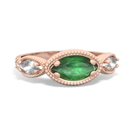 Emerald Milgrain Marquise 14K Rose Gold ring R5700