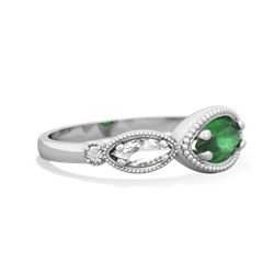 Emerald Milgrain Marquise 14K White Gold ring R5700