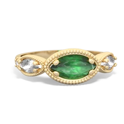 Emerald Milgrain Marquise 14K Yellow Gold ring R5700