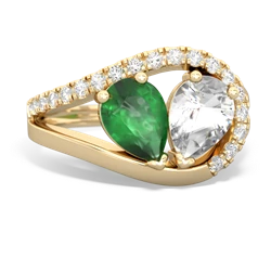 Emerald Nestled Heart Keepsake 14K Yellow Gold ring R5650