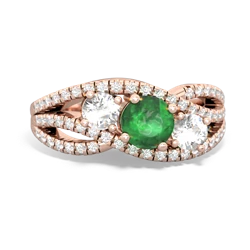 Emerald Three Stone Aurora 14K Rose Gold ring R3080