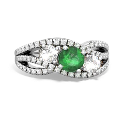 Emerald Three Stone Aurora 14K White Gold ring R3080