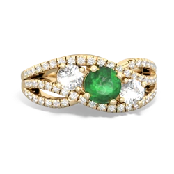 Emerald Three Stone Aurora 14K Yellow Gold ring R3080