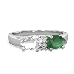 Emerald Pear Bowtie 14K White Gold ring R0865