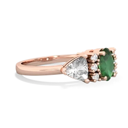 Emerald Antique Style Three Stone 14K Rose Gold ring R2186