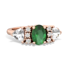 Emerald Antique Style Three Stone 14K Rose Gold ring R2186