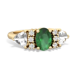 Emerald Antique Style Three Stone 14K Yellow Gold ring R2186