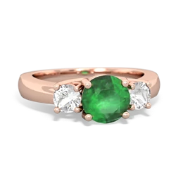 Emerald Three Stone Round Trellis 14K Rose Gold ring R4018