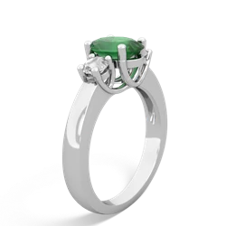 Emerald Three Stone Oval Trellis 14K White Gold ring R4024