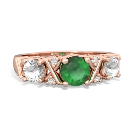 Emerald Hugs And Kisses 14K Rose Gold ring R5016