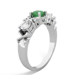 Emerald Hugs And Kisses 14K White Gold ring R5016