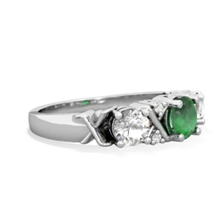 Emerald Hugs And Kisses 14K White Gold ring R5016