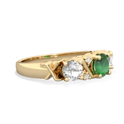 Emerald Hugs And Kisses 14K Yellow Gold ring R5016