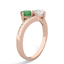 Emerald Channel Set Two Stone 14K Rose Gold ring R5303