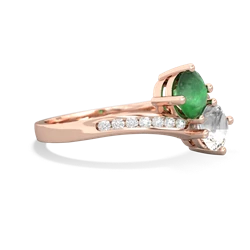 Emerald Channel Set Two Stone 14K Rose Gold ring R5303