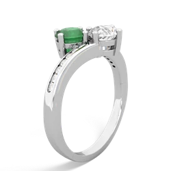 Emerald Channel Set Two Stone 14K White Gold ring R5303