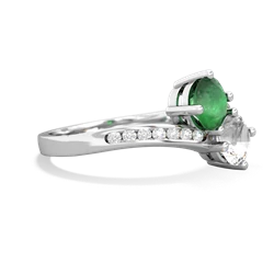 Emerald Channel Set Two Stone 14K White Gold ring R5303