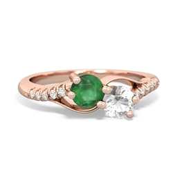 Emerald Infinity Pave Two Stone 14K Rose Gold ring R5285