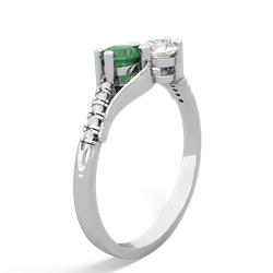 Emerald Infinity Pave Two Stone 14K White Gold ring R5285